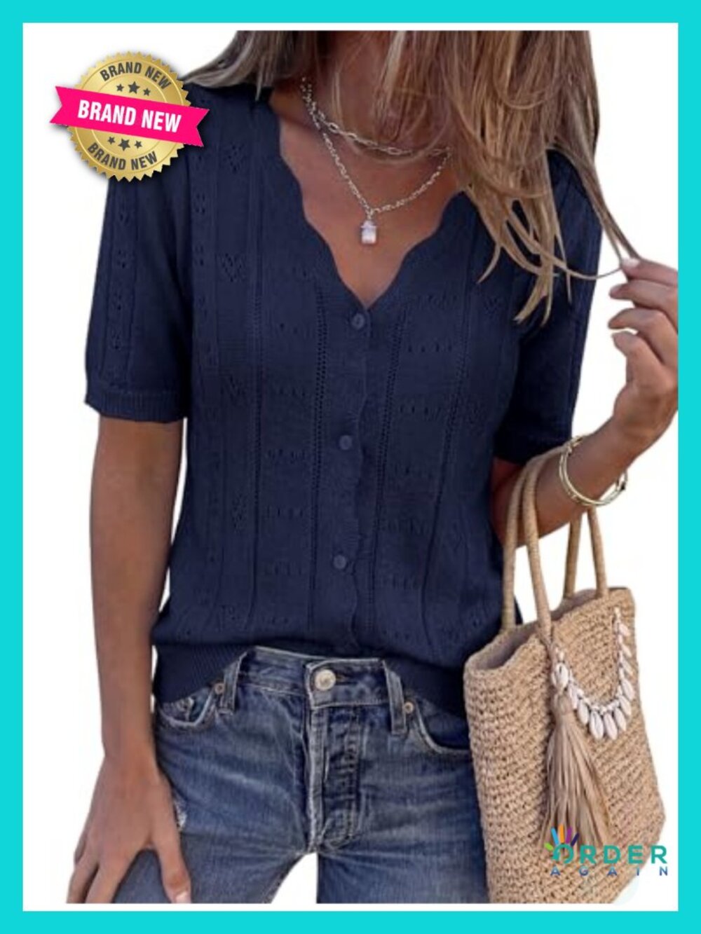 Crochet Knit Button Down Short Sleeve Cardigan Lightweight Summer Sweater